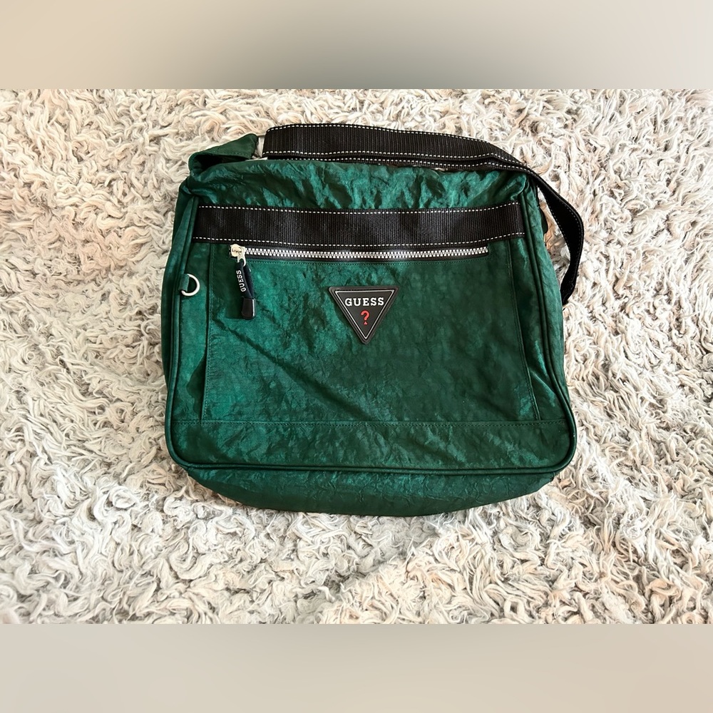 Vintage Crossbody adustable strap Guess green fabric bag NWT